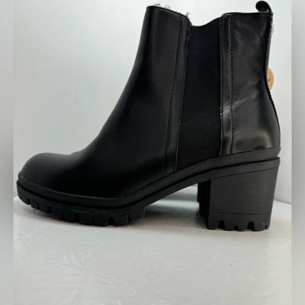 NWT Aldo‎ Black Leather Faux Fur Lined Waterproof Boots Size 9